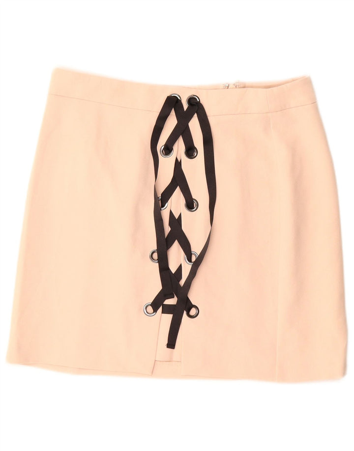 Topshop Minifalda para mujer UK 12 Medium W30 Beige Poliéster