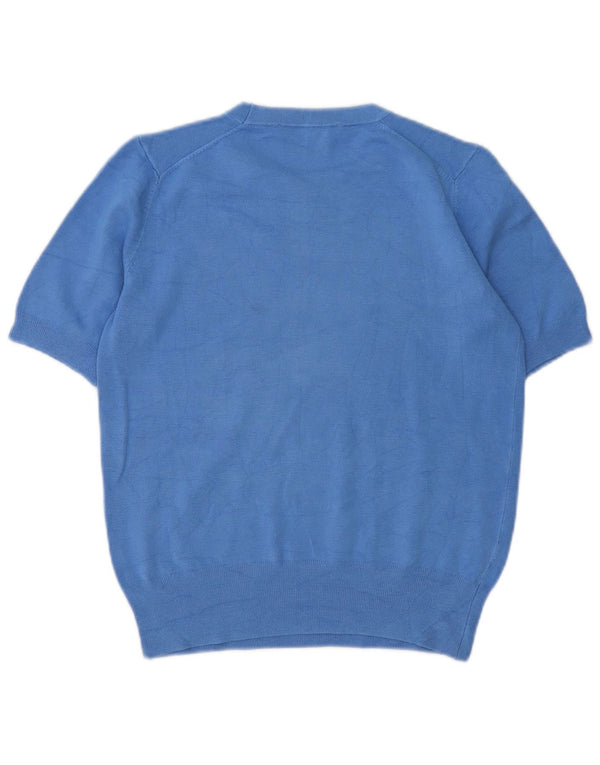 Zara Jersey de manga corta con cuello redondo para mujer, talla 40, color azul