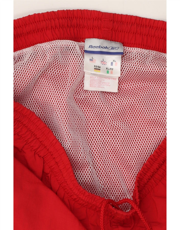 Reebok - Pantalones cortos deportivos para hombre, poliéster rojo grande
