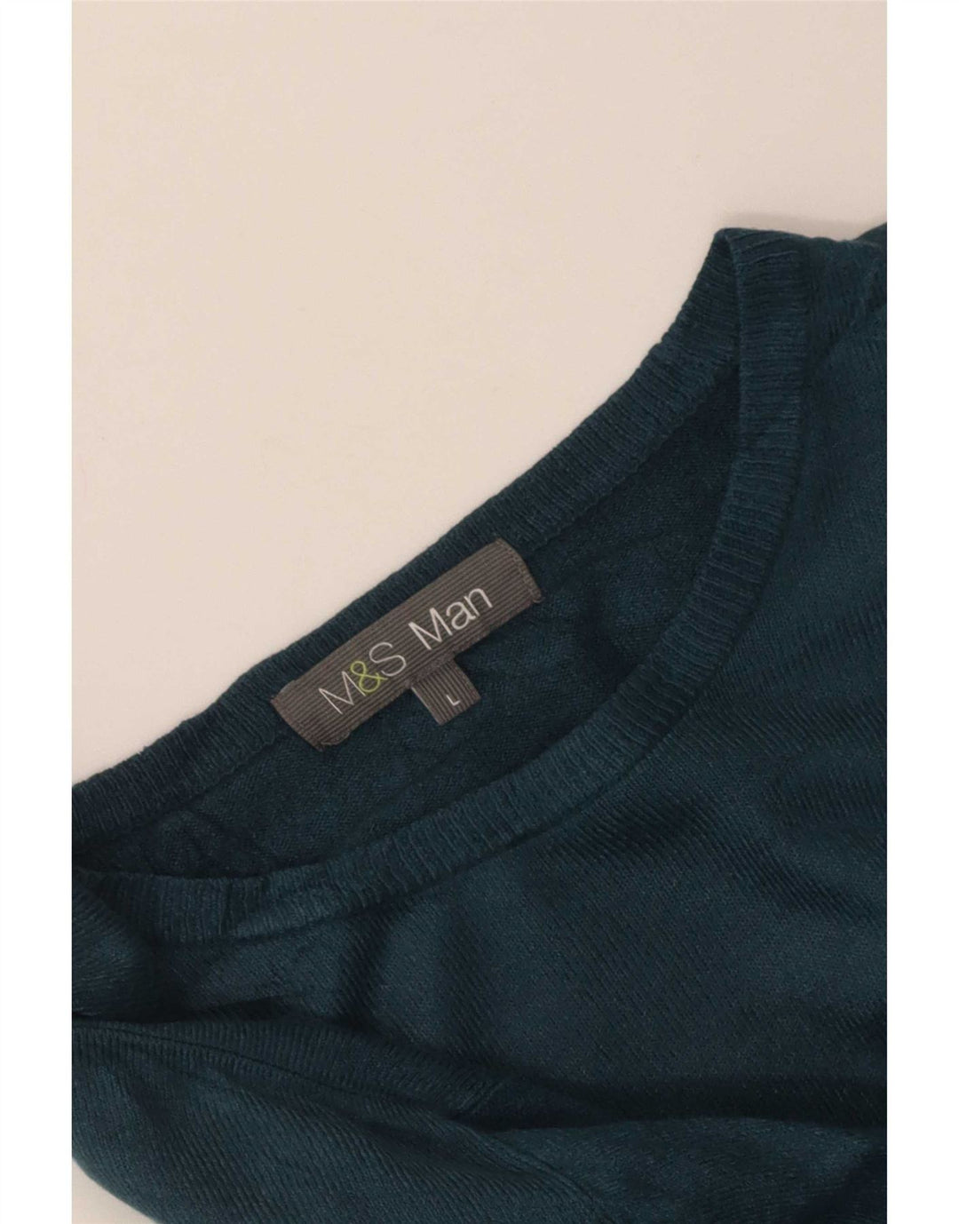 Marks & Spencer Jersey con cuello barco para hombre, talla grande, verde