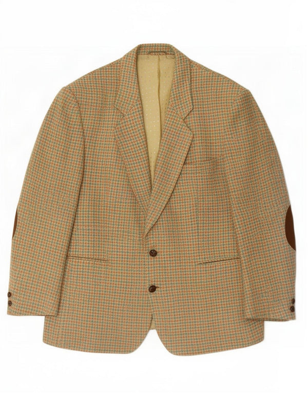 Vintage hombres 2 botones Blazer chaqueta IT 52 XL lana de pata de gallo verde