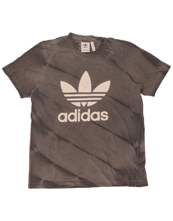 Adidas Hombre Camiseta Gráfica Top Grande Gris Tie Dye Algodón