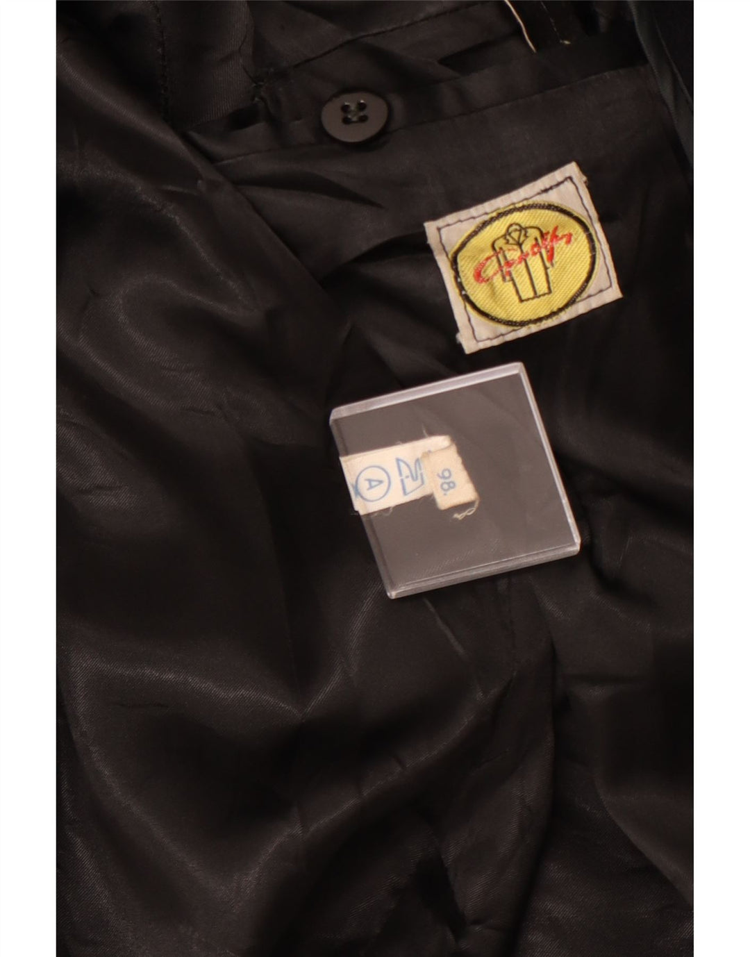 VINTAGE Hombres Abrigo de doble pecho Reino Unido 40 Grande Negro