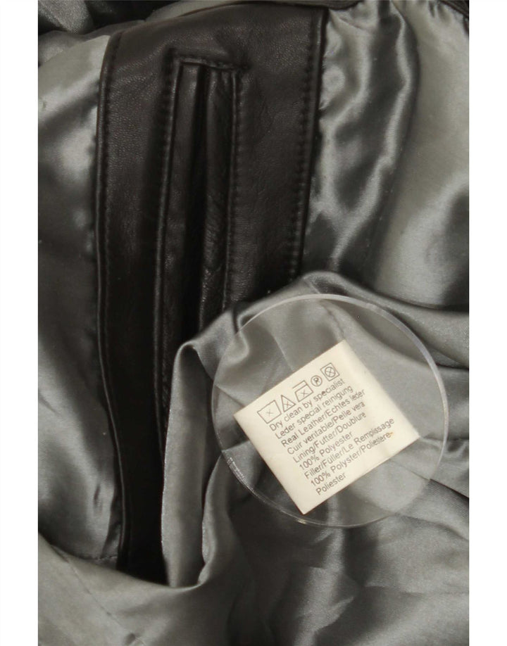 Vintage hombres cuero Blazer chaqueta Reino Unido 42 XL negro
