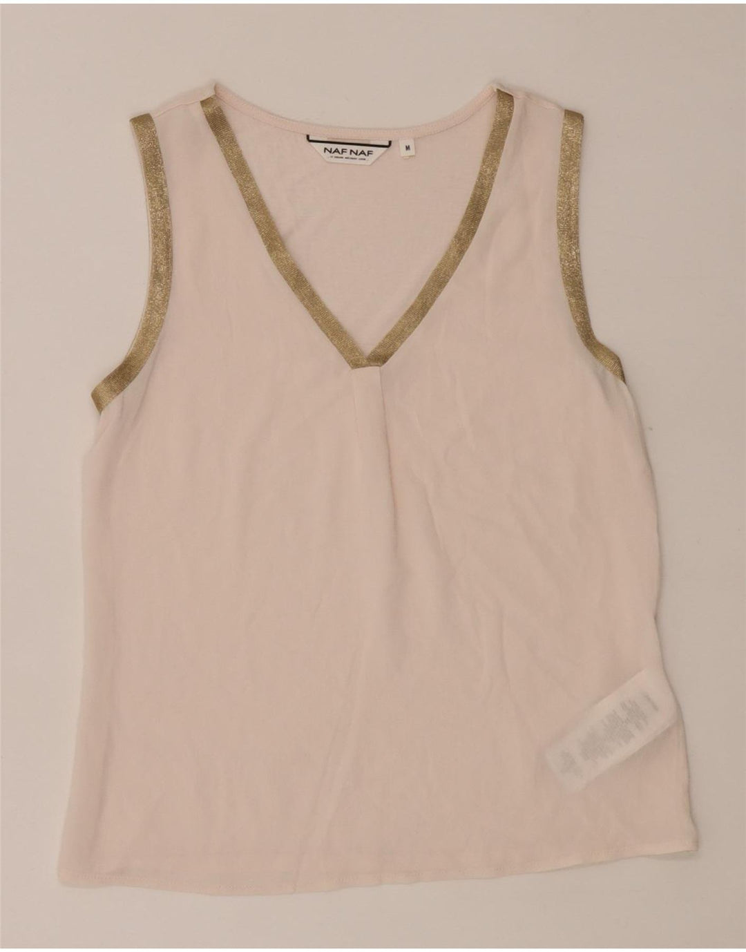 Naf Naf Top sin mangas transparente para mujer UK 40 Poliéster rosa medio