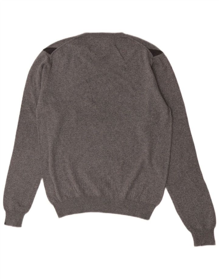 Sun68 Suéter con Cuello en V para Hombre Pequeño Gris Argyle/Algodón Diamante
