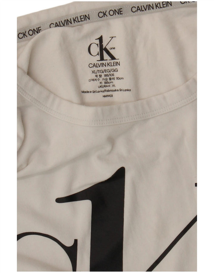 Calvin Klein Camiseta gráfica para hombre Top XL Blanco