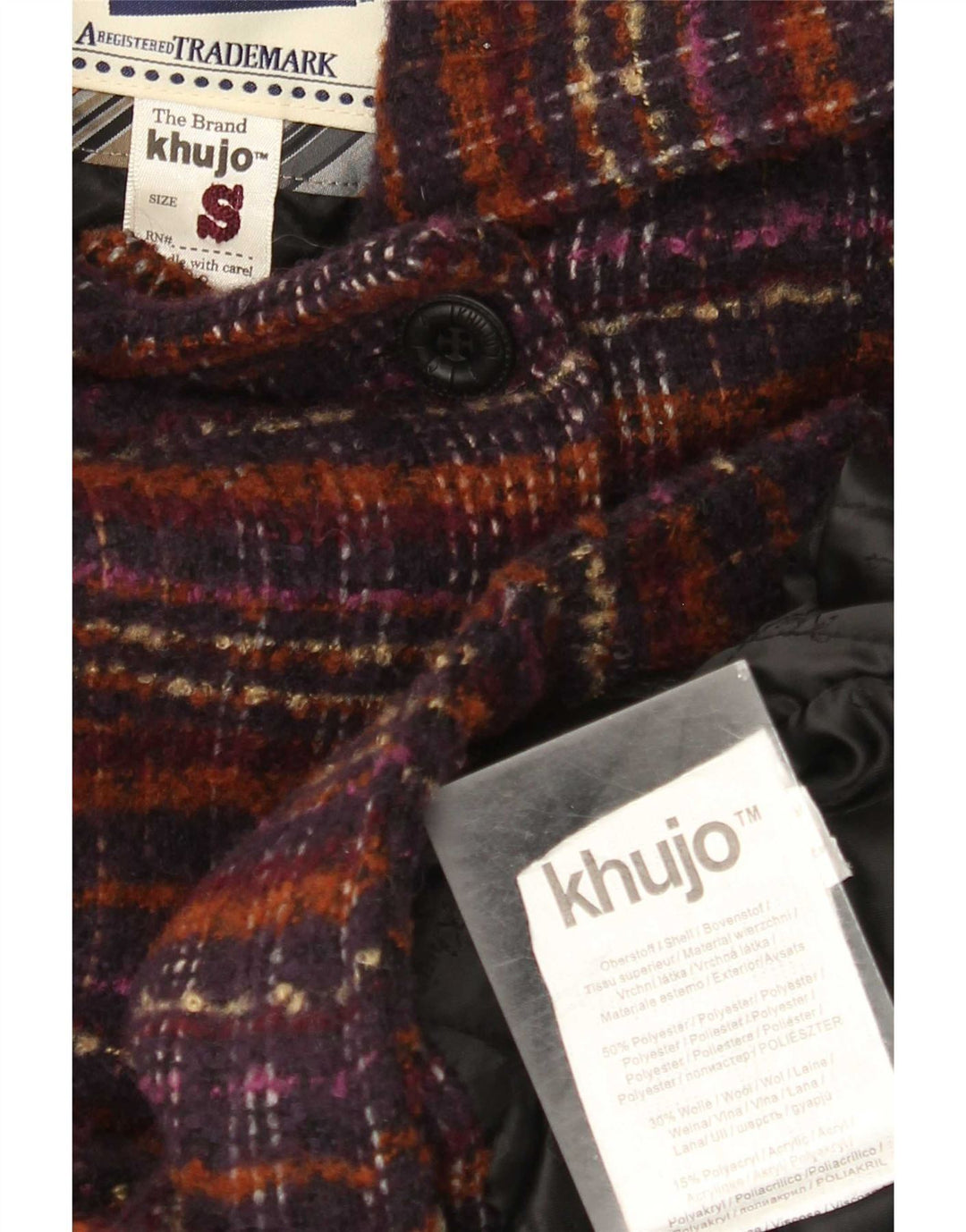 KHUJO Abrigo para mujer UK 10 Pequeño Poliéster a cuadros multicolor