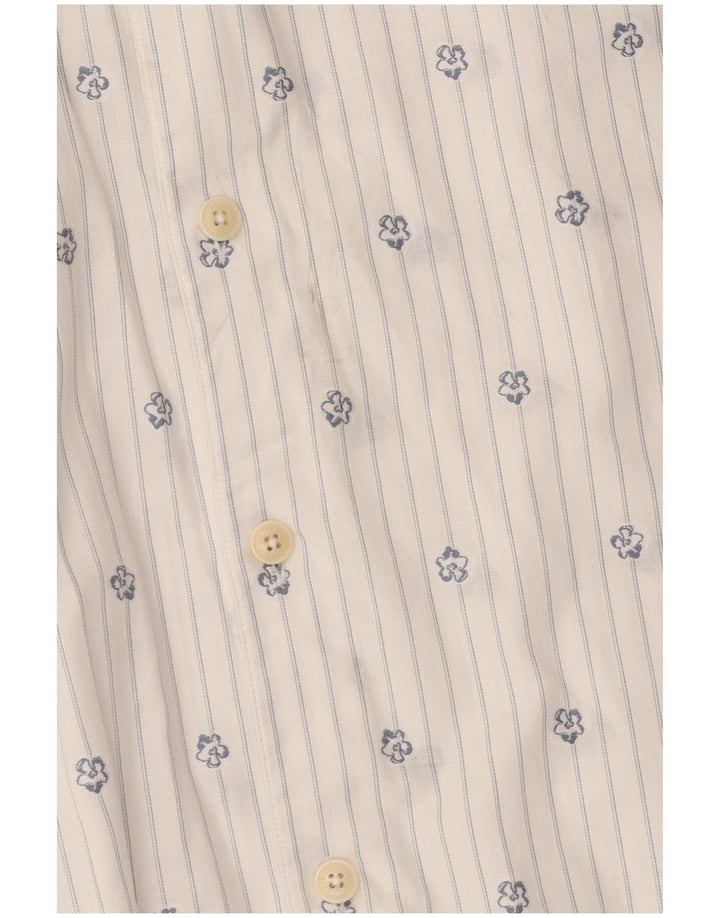 Ted Baker Camisa de manga corta para hombre Talla 3 Mediana Algodón a rayas blancas