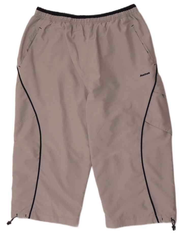 Reebok Bermudas para hombre, pantalones cortos deportivos, poliéster gris grande
