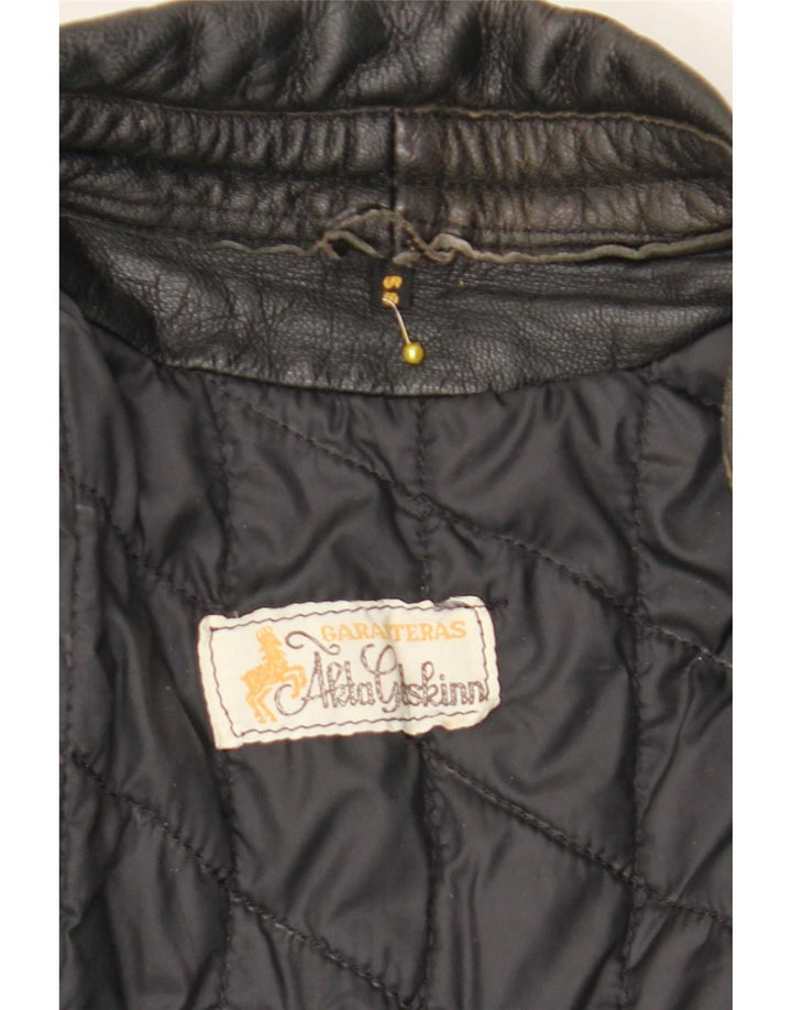 Vintage hombres cuero Racer chaqueta Reino Unido 38 medio negro colorblock