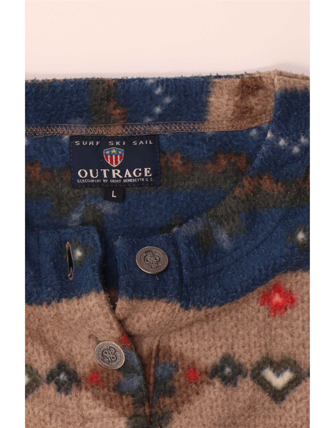 Vintage hombres polar jumper grande multicolor Fair Isle poliéster