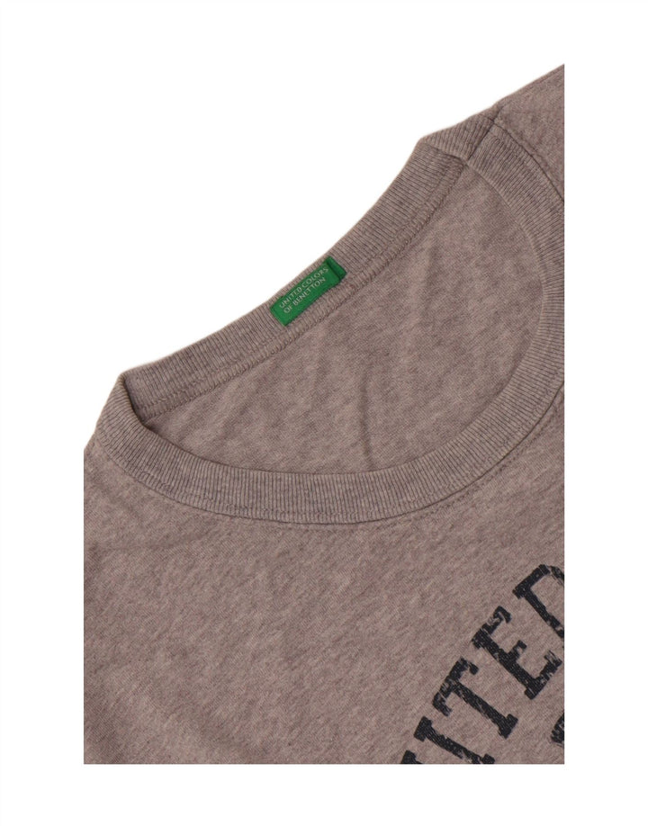 Benetton Camiseta Estampada Con Estampado De Hombre Grande Gris Moteado