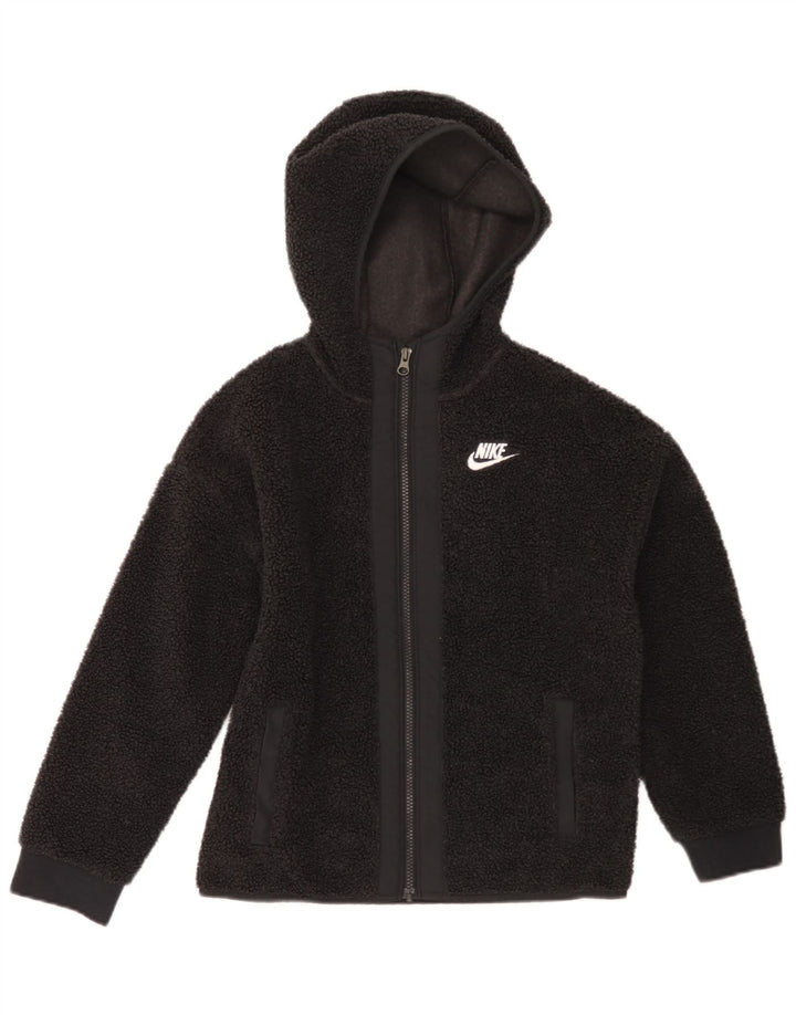 Nike Chaqueta polar con capucha para niños 10-11 años Mediana Negro Poliéster