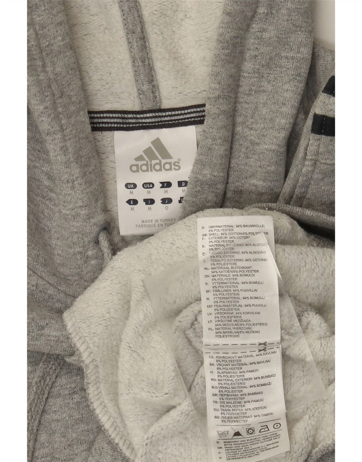 Adidas Hombre Sudadera Con Capucha Jumper Gris Medio Algodón Moteado