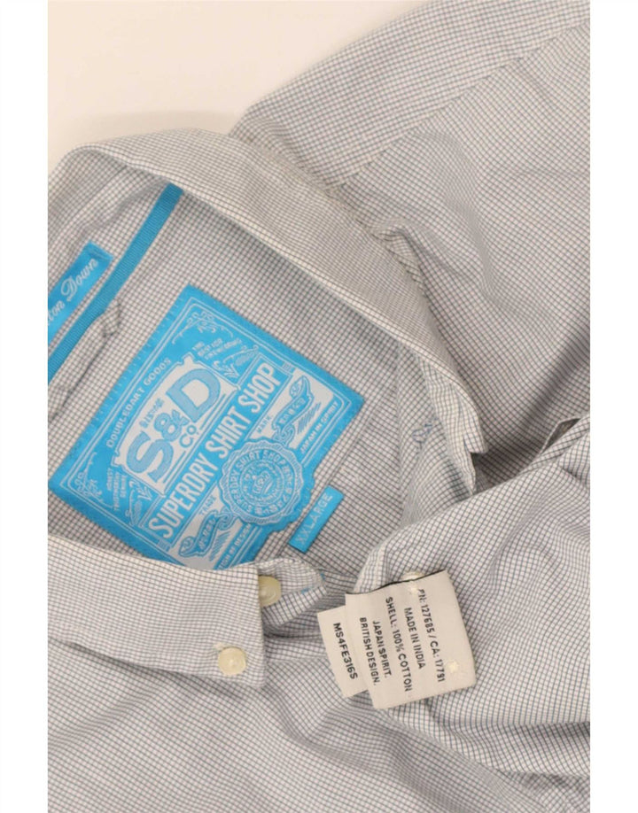 Camisa Superdry para hombre 2XL Algodón a cuadros blanco