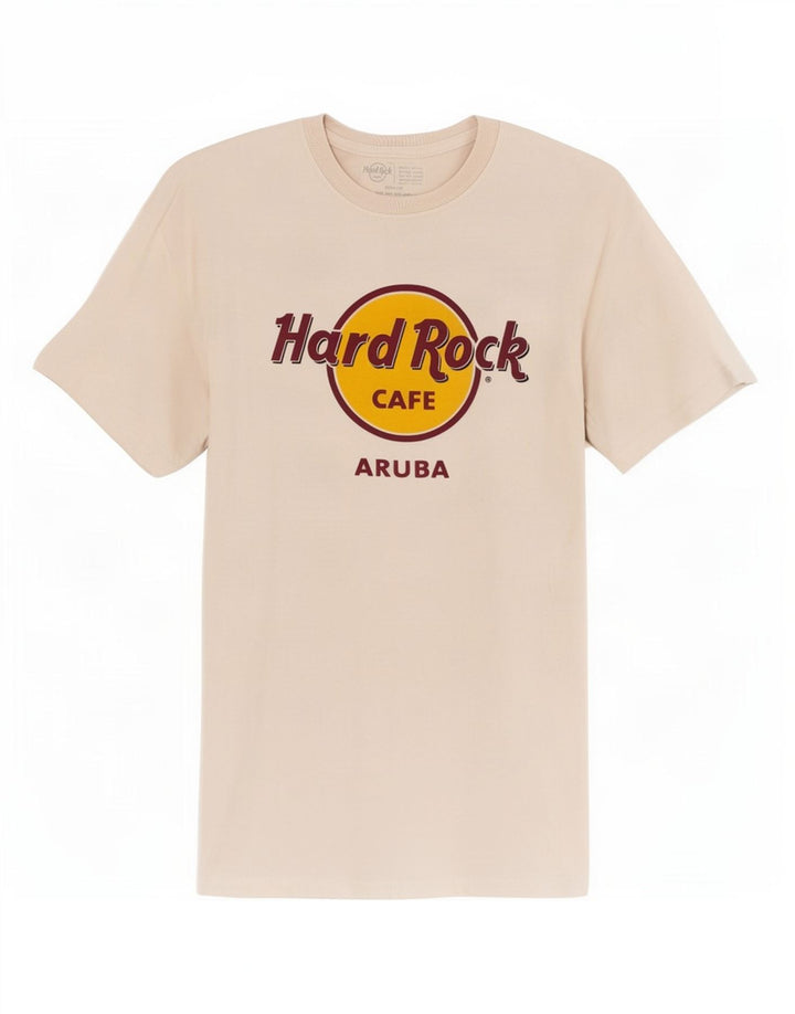 Hard Rock Cafe Mens Aruba Graphic Camiseta Top Medio Algodón Blanco