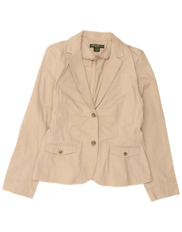 EDDIE BAUER Chaqueta tipo blazer de 2 botones para mujer US 10 Grande Algodón beige
