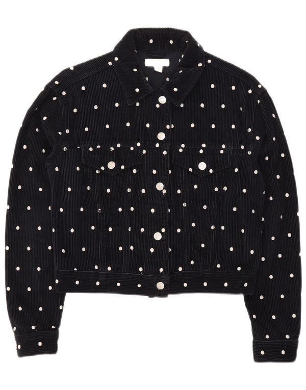 Topshop Chaqueta corta de pana para mujer UK 6 XS Azul marino Lunares Algodón