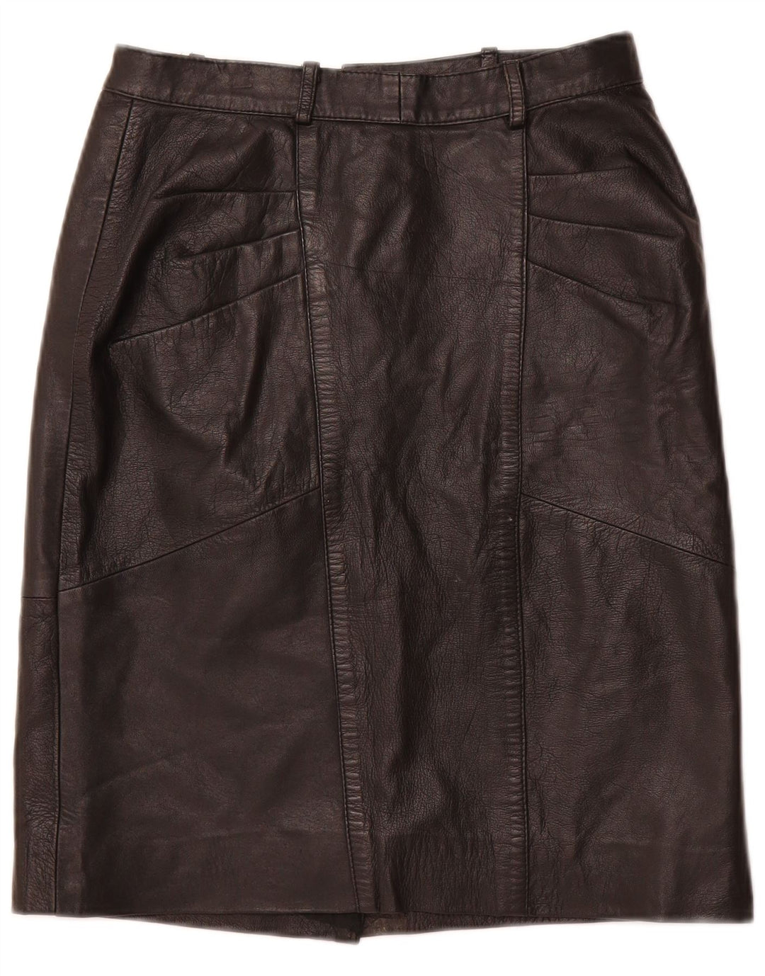 VINTAGE Falda de cuero de cintura alta para mujer IT 48 XL W28 Cuero negro