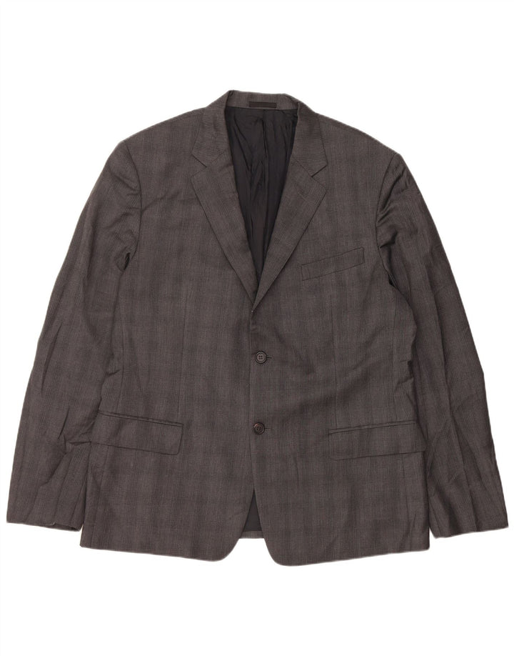Prada Chaqueta Blazer De 2 Botones Para Hombre IT 56 2XL Viscosa A Cuadros Gris
