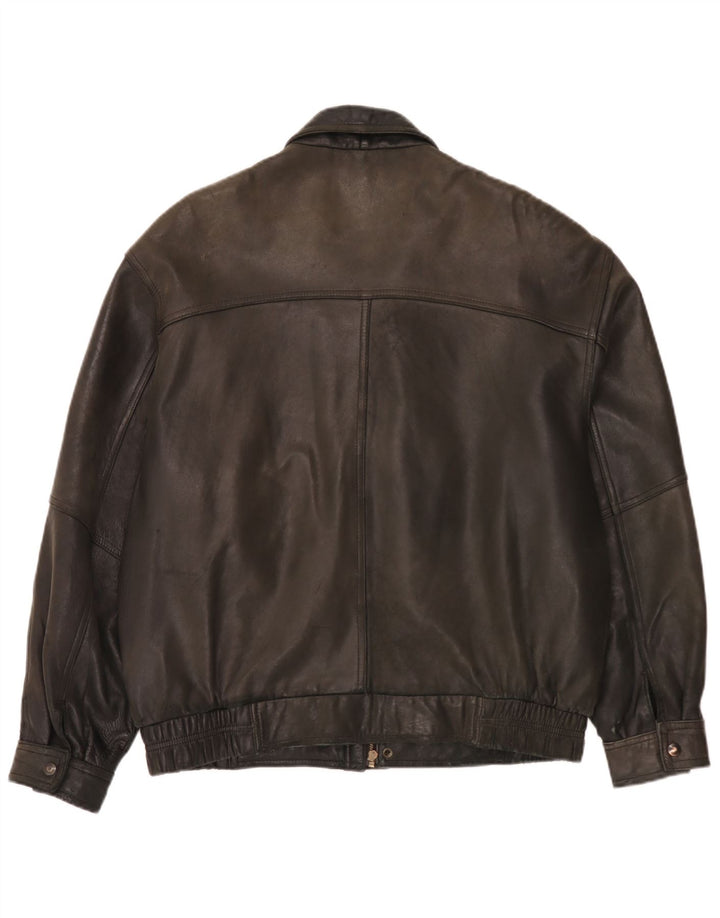 Italo Chaqueta de cuero para hombre Reino Unido 40 Grande Negro