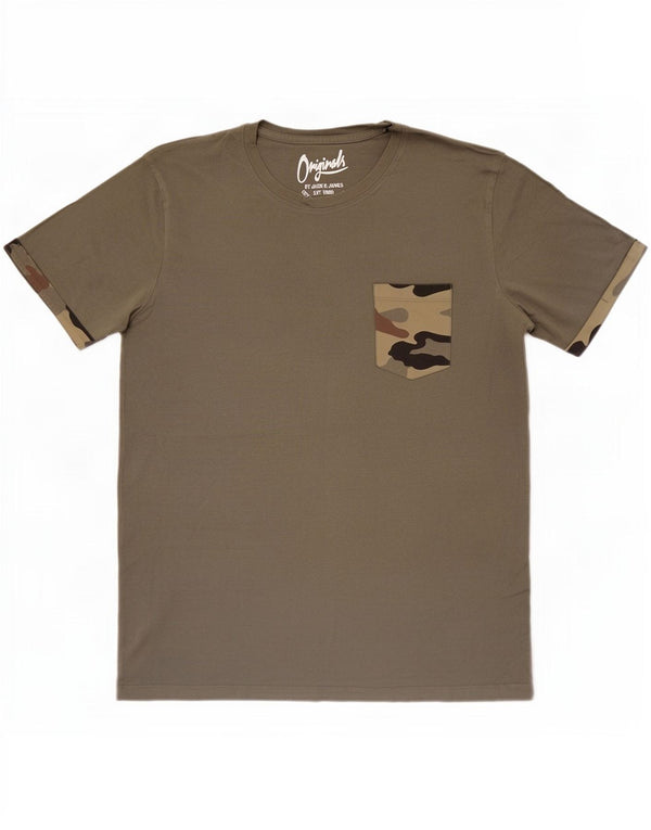 Jack & Jones Hombre Camiseta Top Medium Khaki Algodón