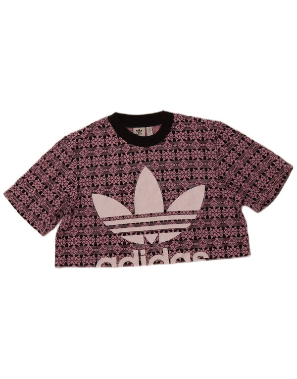 ADIDAS Camiseta corta extragrande con gráfico para mujer UK 6 XS Algodón morado