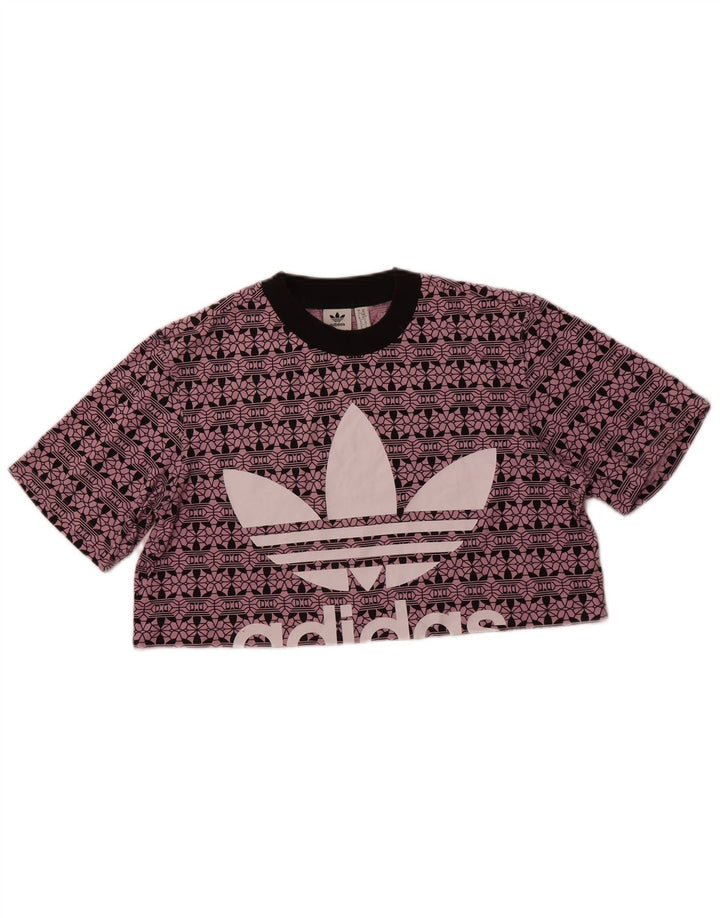 ADIDAS Camiseta corta extragrande con gráfico para mujer UK 6 XS Algodón morado