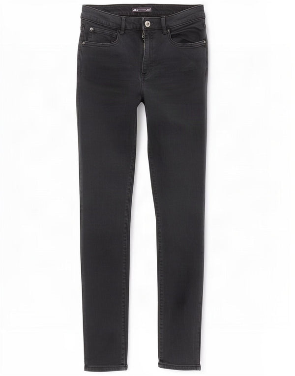 Marks & Spencer Vaqueros pitillo para mujer UK 10 Small W26 L28 Lycra negra