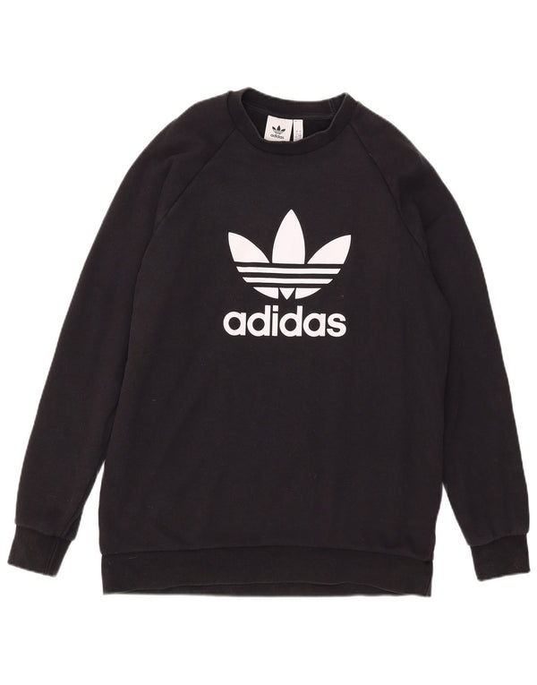 Adidas Hombre Sudadera Gráfica Jumper Grande Algodón Negro
