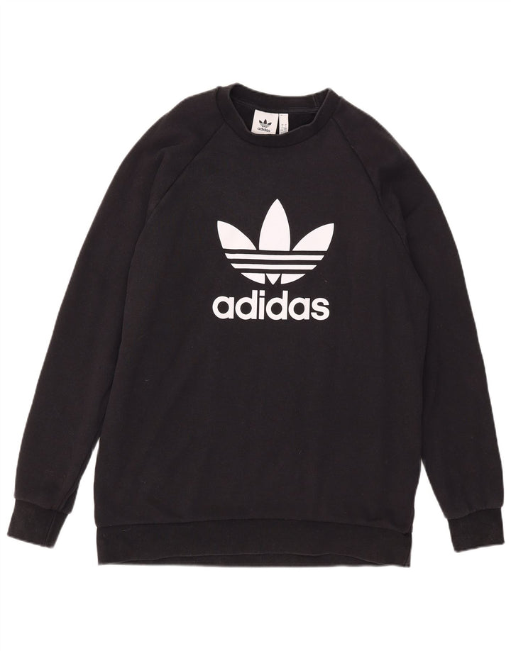 Adidas Hombre Sudadera Gráfica Jumper Grande Algodón Negro