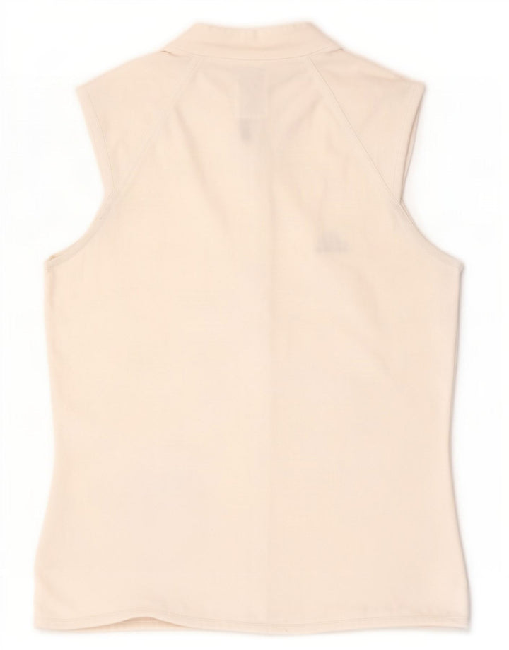 Adidas Mujer Zip Neck Vest Top UK 12 Medio Blanco Poliéster