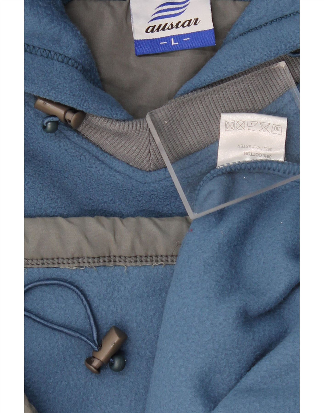 VINTAGE hombres polar gráfico sudadera con capucha jersey grande poliéster azul