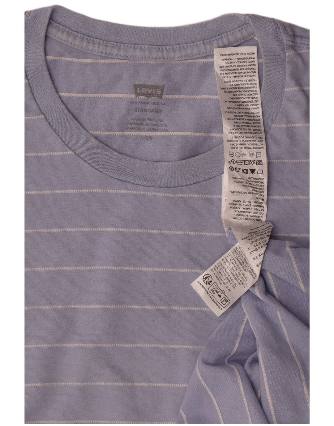 Levi's Camiseta estándar para hombre Top grande de algodón a rayas azules
