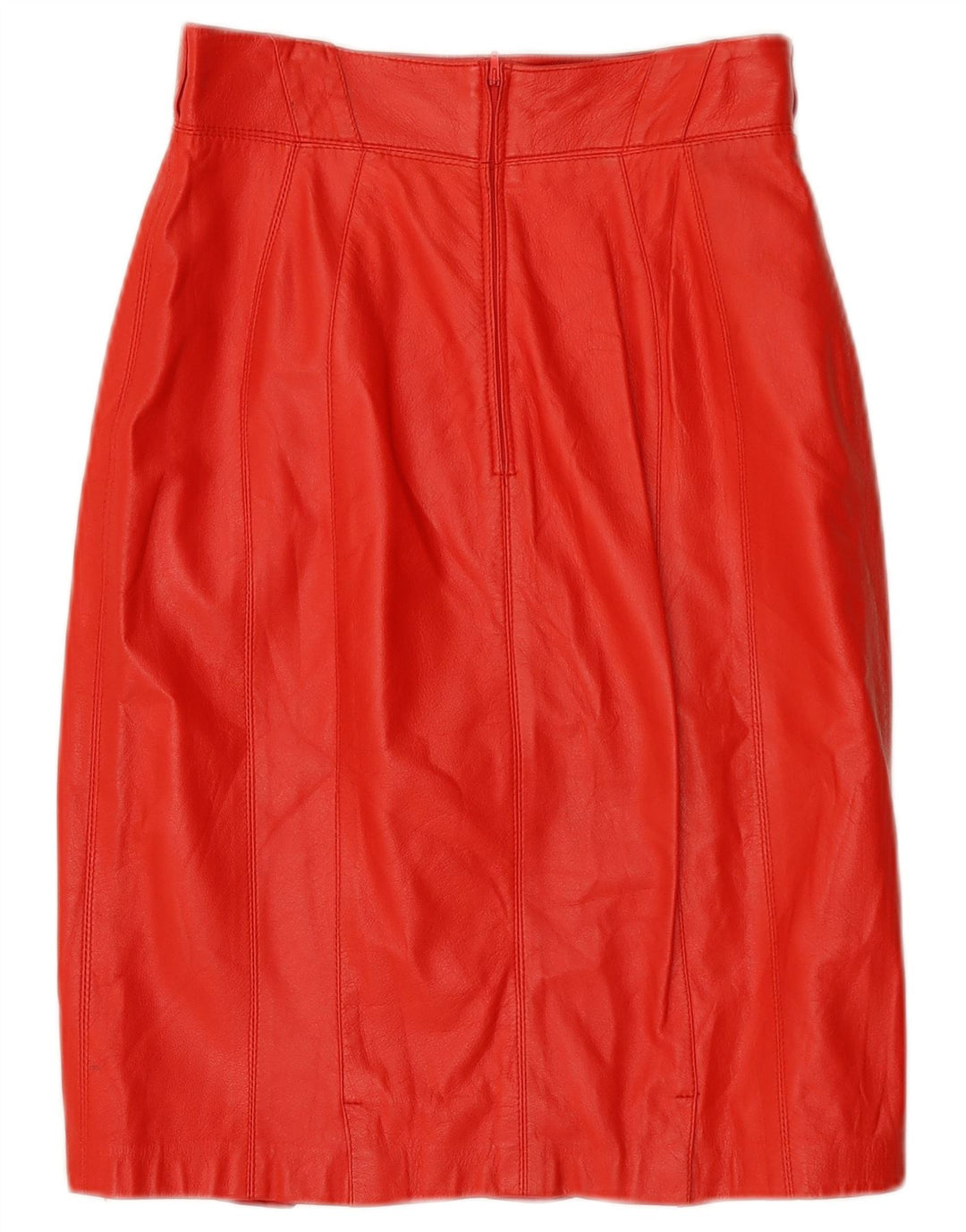 Falda de cuero vintage para mujer IT 42 Medio W26 Cuero rojo