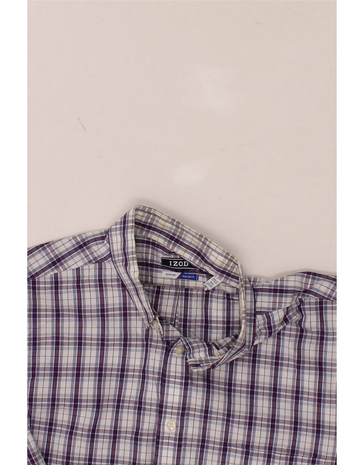IZOD Mens Regular Fit Shirt Size 15 1/2 Medium Purple Check Cotton Vintage Izod and Second-Hand Izod from Messina Hembry 