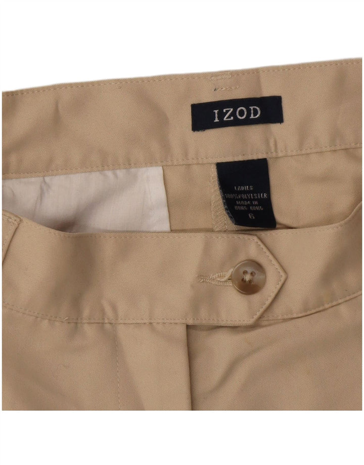 IZOD Pantalones cortos chinos pegados para mujer US 6 Medium W28 Beige Poliéster