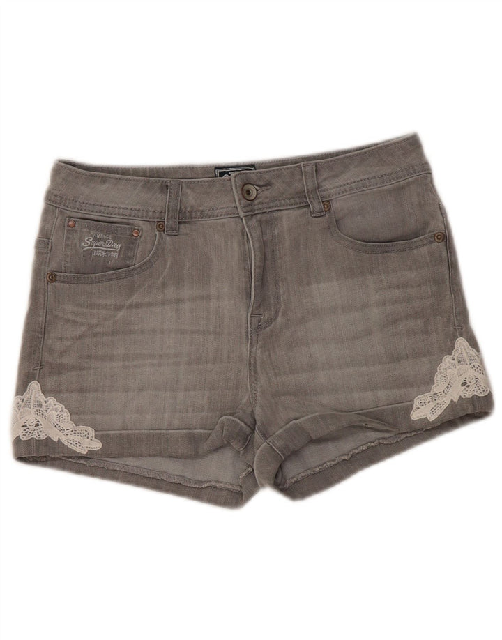 Shorts Vaqueros Superdry Mujer W30 Algodón Gris Medio