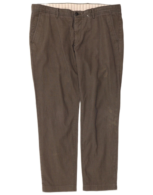 Massimo Dutti Pantalón Chino Hombre EU 46 XL W36 L28 Cuadros Caqui