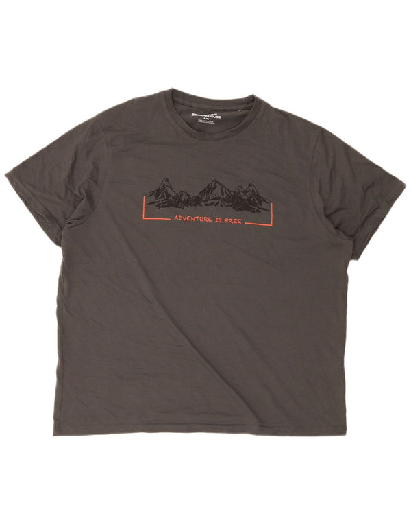 Mountain Warehouse Camiseta gráfica para hombre Top XL Algodón gris