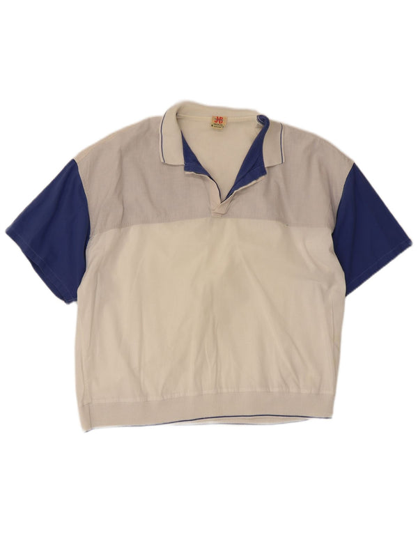 VINTAGE Polo de mujer Reino Unido 16 Bloque de color blanco grande