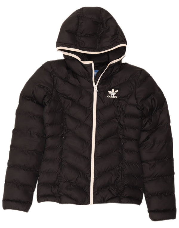 Adidas Chaqueta acolchada con capucha para mujer UK 6 XS Poliéster negro