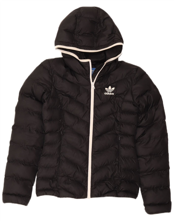 Adidas Chaqueta acolchada con capucha para mujer UK 6 XS Poliéster negro