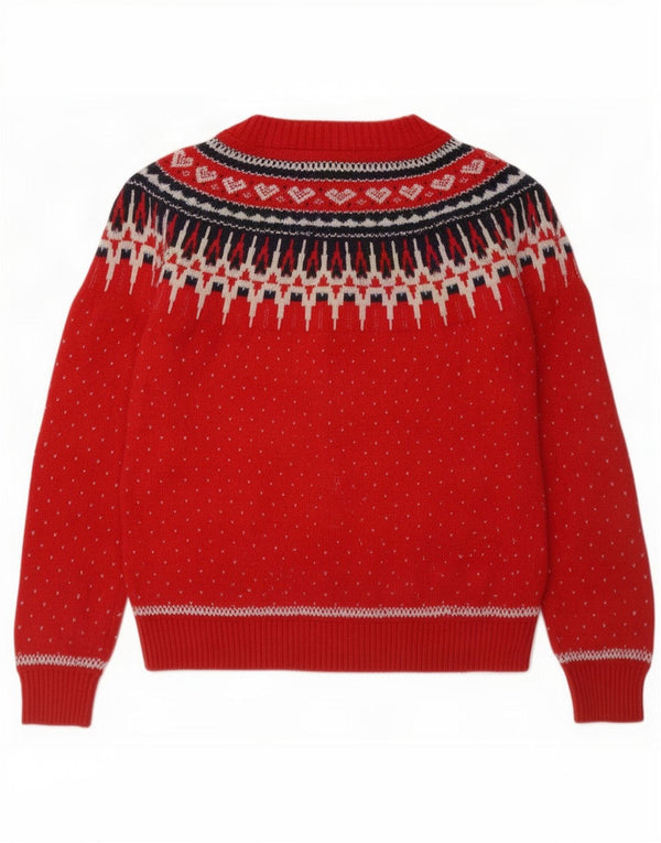Suéter tipo jersey para mujer con cuello barco de Fat Face UK 44 Grande Rojo Fair Isle Algodón