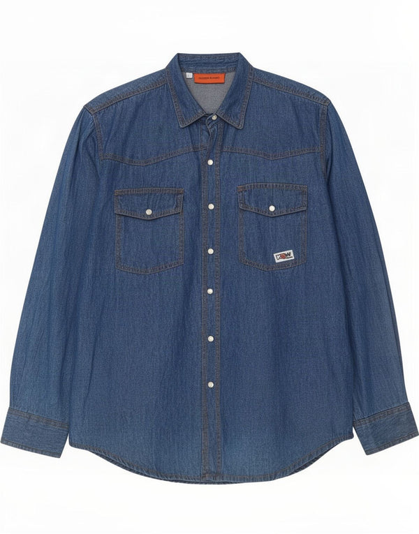 Kappa Hombre Camisa Vaquera Medium Azul Marino Algodón