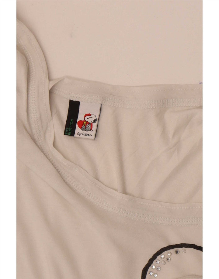 Benetton Camiseta Estampada Peanuts para Mujer UK 40 Medium White