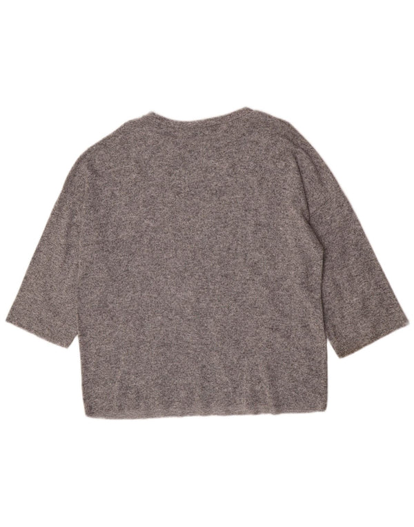 Zara Suéter tipo jersey con cuello barco y manga 3/4 para mujer UK 44 Gris medio