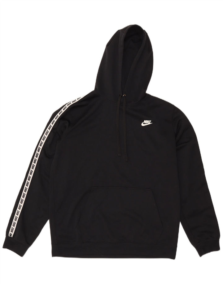 Nike Jersey con capucha gráfica para hombre, poliéster negro mediano
