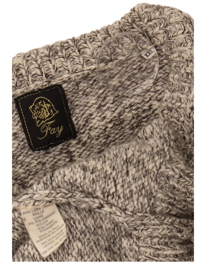 Fay Jersey con cuello en V para hombre, talla 2XL, lana moteada gris
